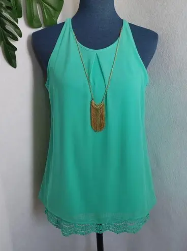 A Byer Green Halter Style Blouse with Removable Necklace
