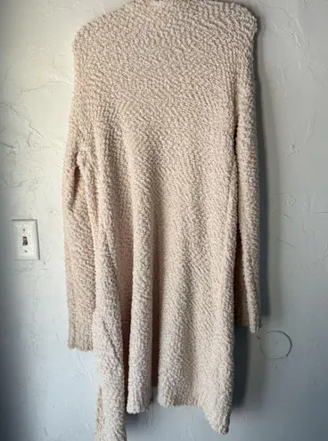 Wanna B Cardigan Sweater Womens Large Beige Open Front Soft Boucle Knit Pockets