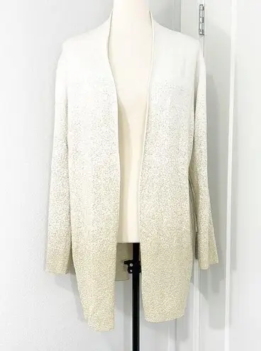 Croft & Barrow  Small White and Gold Metallic Ombré Cardigan Sweater