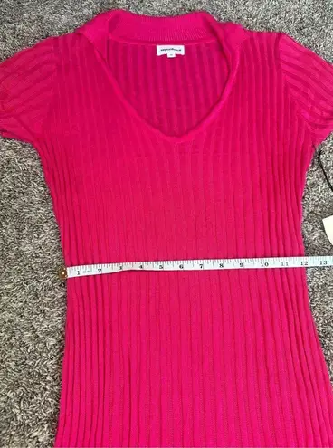 superdown NWT  revolve mariella ribbed mini dress hot pink knit collared v neck M