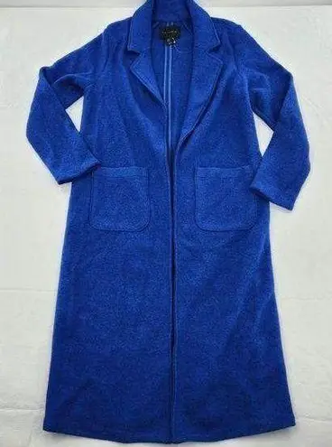 Tahari  Womens Size XS Royal Blue Wool Blend Open Front Long Coat