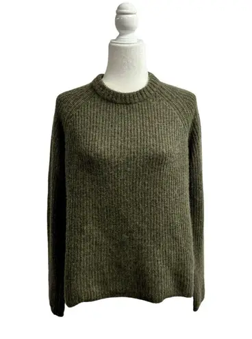 Jenni Kayne Cashmere Fisherman Crewneck Pullover Sweater Olive Green Medium M