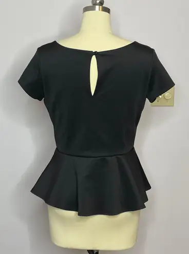 Bisou Bisou Michele Bohot Black Peplum Top- Large