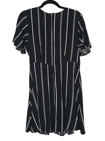 Xhilaration  Womens Size L Black White Striped Faux Wrap Mini Dress Minimalist