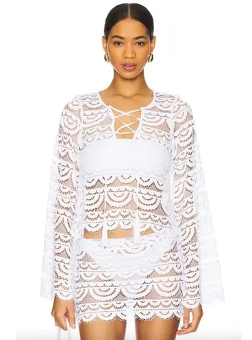 PQ Swim Noah Lace Tunic Cover Up Water Lily Womens Size XS/S White