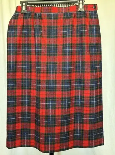 Pendleton  Women's 100% Virgin Wool Tartan Red Plaid Midi Skirt Size 14 Petite