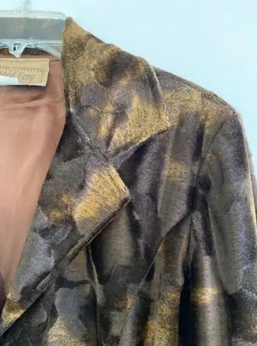 Painted Pony Medium Jacket Blazer Animal Print 100% Polyester Dark Brown Rare