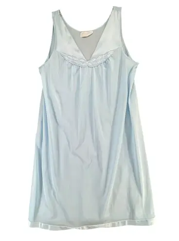 Vassarette Vintage Robe Night Dress S Baby Blue Nylon Night Gown Grannycore USA