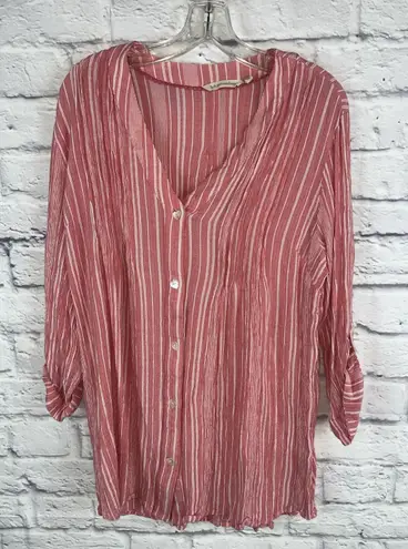 Soft Surroundings Women's Gauzy Boho Coastal Beachy Crinkle Blouse Size XL - Image 1