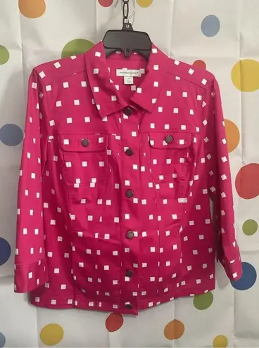 Christopher & Banks NEW  Hot Pink & White Jacket Lightweight Size Medium 🌸🍒