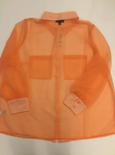 Alfani Peachy Sunrise Sheer Button Down Blouse Sz 1X