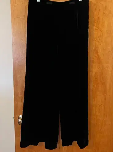 Giorgio Armani Womens Silk Rayon Blend Wide Leg Pants Black Velvet NWT Size 46