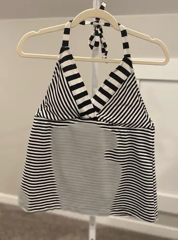 Mossimo Vintage Y2K Halter Black and White Stripe Tankini Top Size L