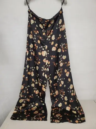 Jill Stuart Rent the runway sz 10 black floral Anouk print Jill Stewart silk pants wide leg