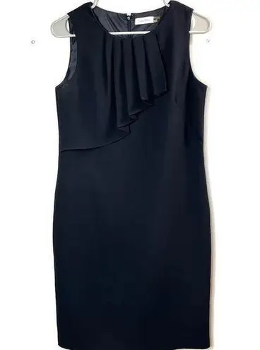 Calvin Klein Calvin‎ Klein Black Pleated Bib Sleeveless Shift Dress Size 4