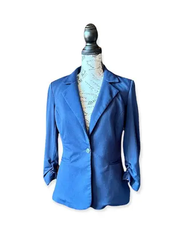 Market & Spruce Womens Navy Blue Single Breasted Blazer Jacket M