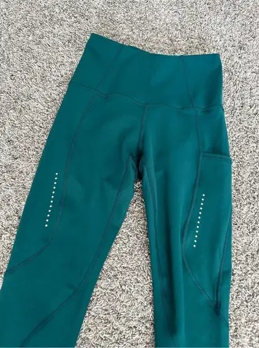 Sweaty Betty  Therma Running Leggings 7/8 High Rise Pockets Dark Green Size XXS