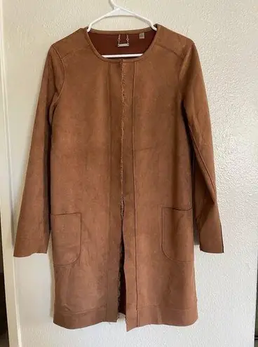 T Tahari T TAHARL women’s suede cardigan jacket with pockets Lace light brown size Small