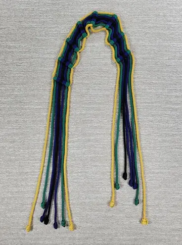 VTG Yves Saint Laurent Trimmings Woven Rope Belt Womens Statement Fringe Boho Yellow