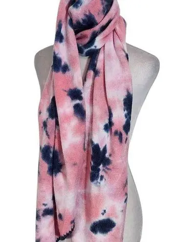 C.C Exclusives Navy and Pink Knit Scarf One Size Fuzzy Pink Tie