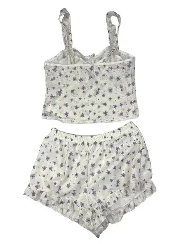 SheIn  - Floral Print Shorts & Cami PJ Set in White & Purple