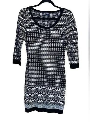 Freshman 1996 Women’s Black & White Knit Midi Dress w/ 3/4 Sleeves Size Medium