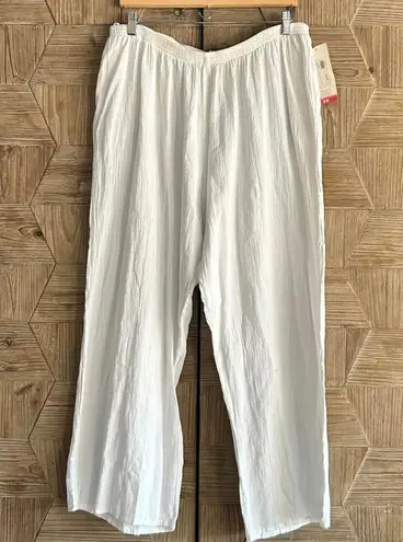 NWT Manta Del Lago White Casual Pants Size 3X Elastic Waistband Comfy