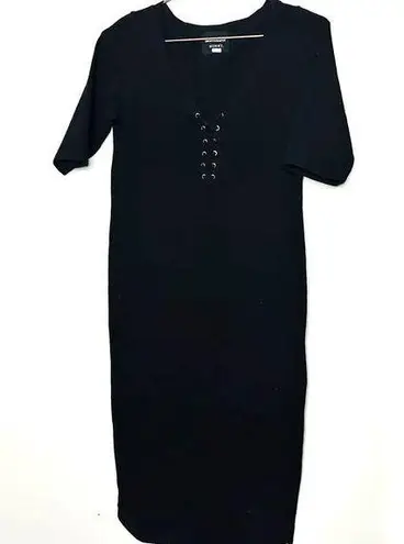 MONROW MOMMY Women's Black Lace Up Front T