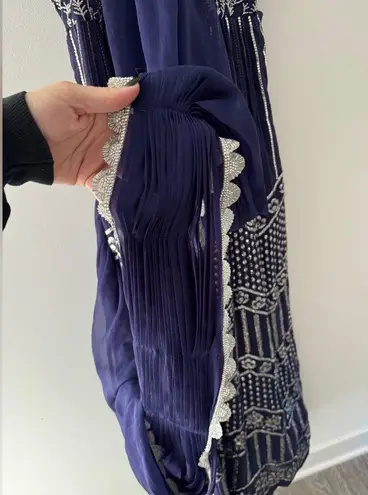 SANI Purple Anjali Metallic Embroidered Anarkali with Dupatta L Size L