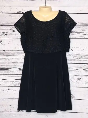 LC Lauren Conrad Lauren Conrad NWT Size 14 Black Tiered Embellished Floral Overlay Dress