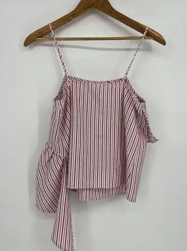 Nordstrom Abound Seersucker Pin Stripe Tank Ruffle Panel Women’s XS 