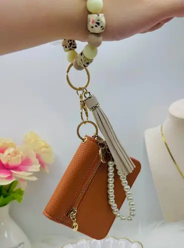 Autumn Card Wallet Wristlet Orange