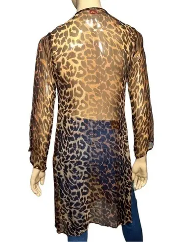 Akaru Women’s Size M Brown Black Leopard Animal Print Beaded V