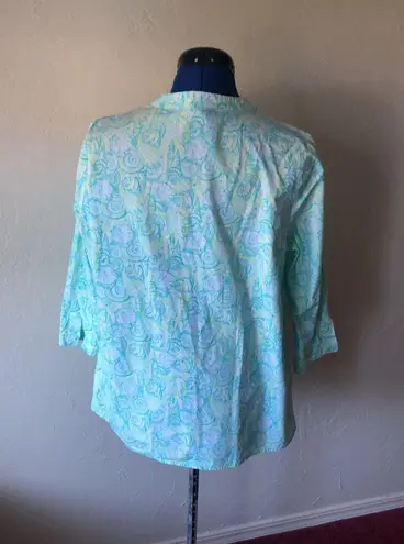 Vineyard Vines Split Neck Seashell Pattern Cotton Top thumbnail 3