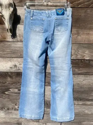 Size S//Vintage Y2K Embroidered Low Rise Flare Jeans Blue