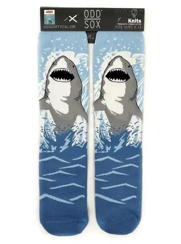 Odd Sox Jaws Movie Crew Socks Mens Womens Blue Crew Socks Film Fun Novelty Gift