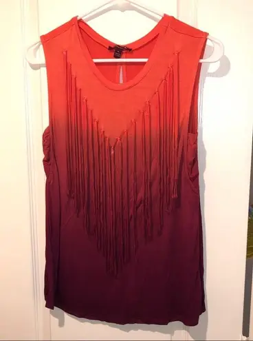 Boutique Ombré Fringe Tank Orange Magenta Sunset Fade