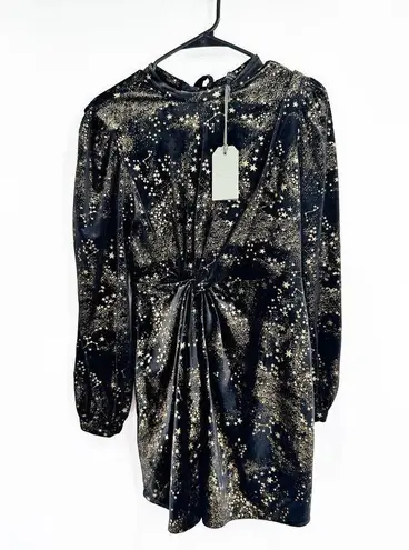 ALL SAINTS Jemima Star Black Gold Velvet Wrap Dress Size 2 NEW