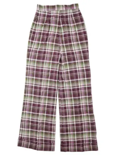 Vintage 70s Sears Purple Plaid Bell Bottom Pants Size 24