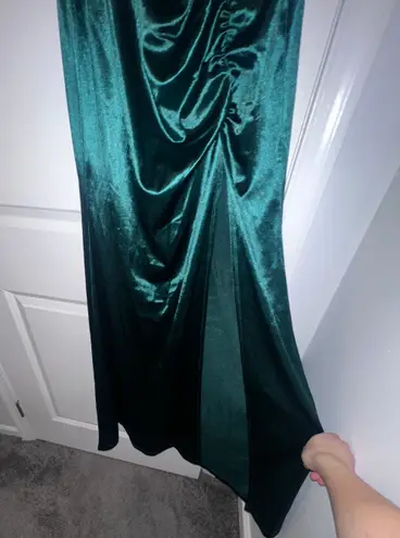 Revelry Satin Slit Long Prom Formal Gown Slip Green Size M