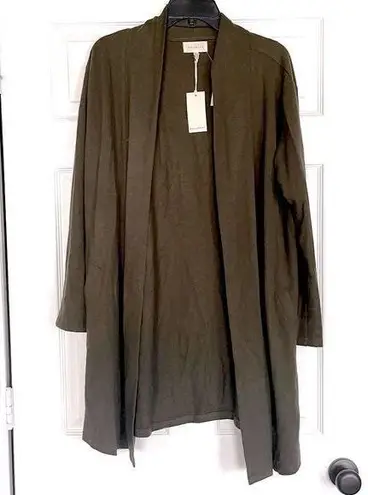 MELLODAY  Cardigan Sweater Medium Duster Olive Green Top Soft Cozy Long Sleeve