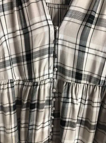 Torrid  Plaid Metallic Babydoll Twill Button Front Top - Image 5
