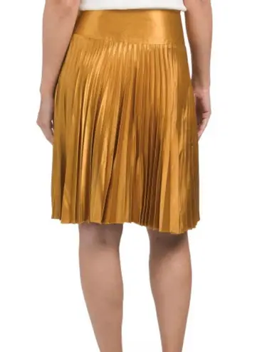 Vertigo Gold Shimmery Holiday Party Pleated Midi Skirt NWT