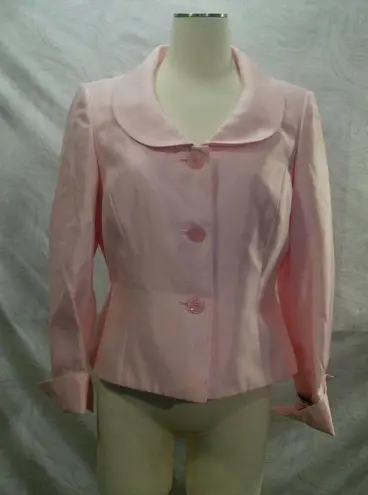 Kasper Women Career Skirt suit Size 10 Pink Satin Three Button Up Top