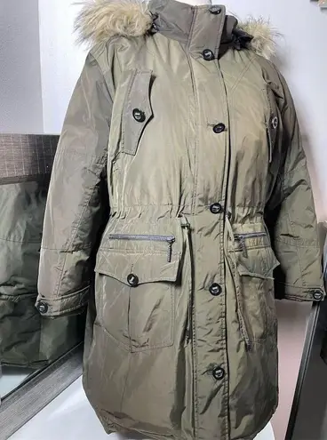 Rocawear Women's 3XL Green Parka Winter Jacket with Fur Trim Hood