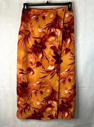 C&S Designs Tropical Maxi Wrap Skirt Size Medium Orange
