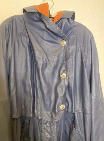 Vintage 1980’s Buttery Leather Jacket Brown & Navy by M. Bogner Sz Lg