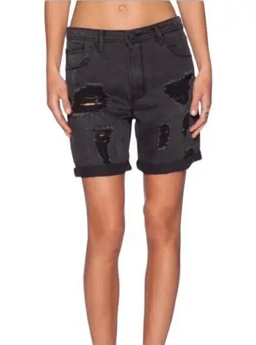 RES Destroyed Distressed No Doubt Black Denim Loose Fit Jean Shorts Size 26