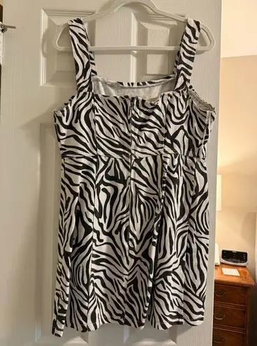 Zebra Print Sleeveless Denim Dress Black Size L