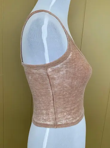 American Eagle women XS Distressed tan & white textured crop tank top